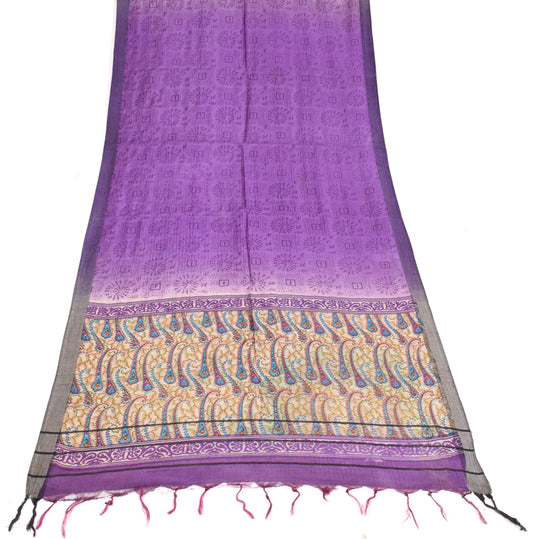 Sushila Vintage Pure Woolen Dupatta Warli Printed Purple Soft Warm Long Stole