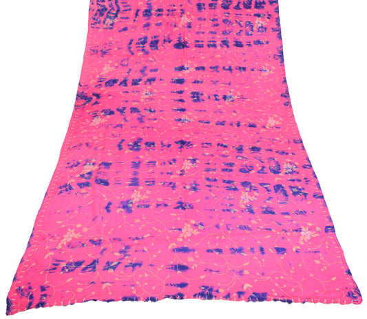 Sushila Vintage Magenta Tie-Dye Dupatta Hand Embroidered Pure Crepe Long Stole