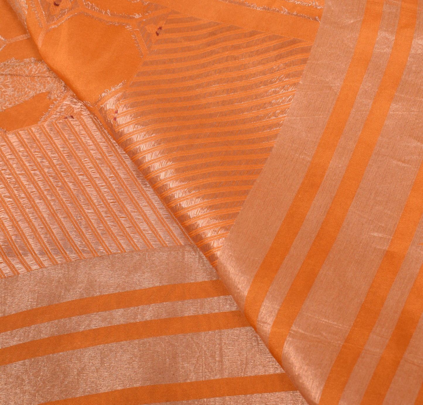 Sushila Vintage Banarasi Brocade Dupatta Rust Pure Silk BRANDED Long Stole Wrap