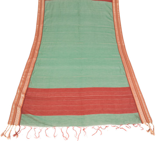 Sushila Vintage Handloom Narayanpet Dupatta Pure Cotton Silk Green Long Stole