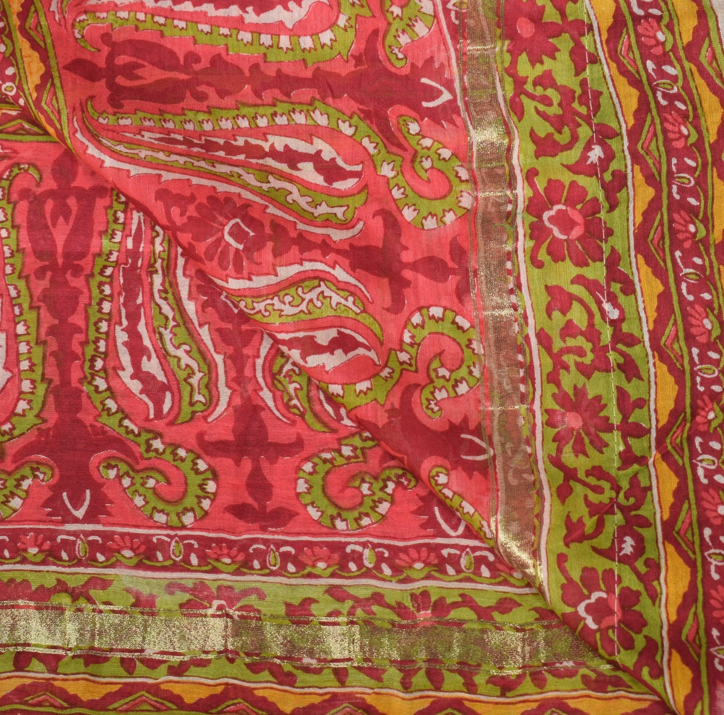Sushila Vintage Mandala Cream Dupatta Pure Cotton Silk Hand Printed Long Stole