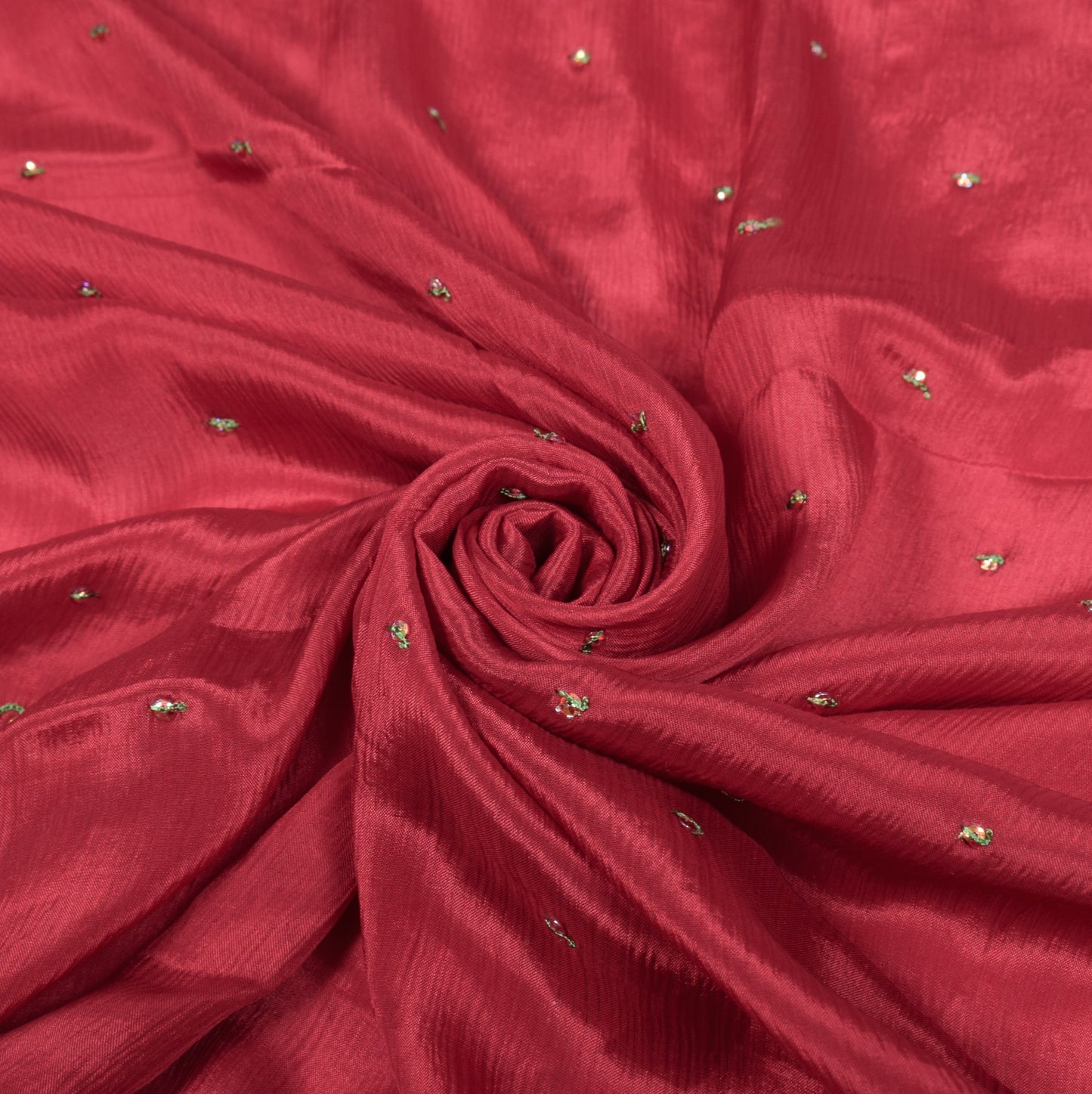 Sushila Vintage Maroon Pure Chiffon Dupatta GlassBeads Embellish Long Stole Wrap