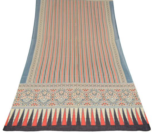 Sushila Vintage Hand Block Dupatta Pure Cotton Stripes Multi-Color Long Stole