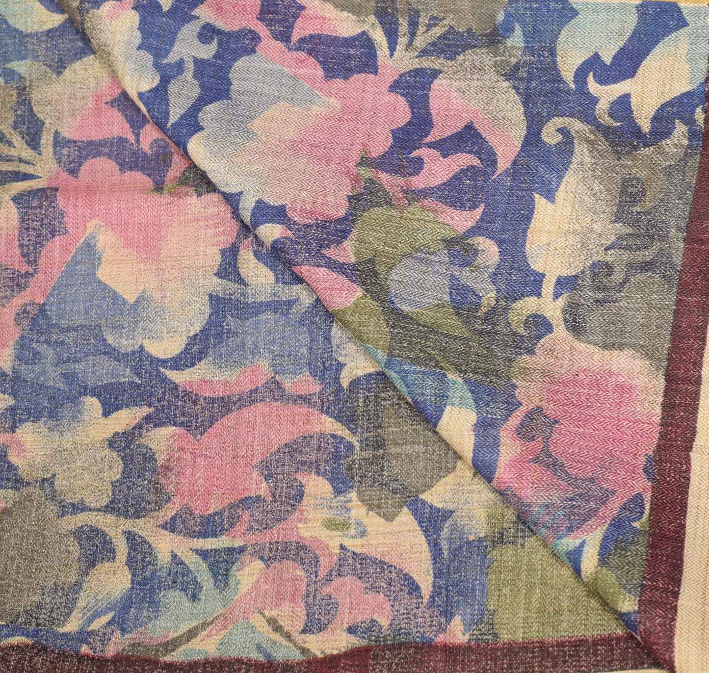 Sushila Vintage Floral Cream Dupatta Pure Woolen Printed Soft Indian Long Stole