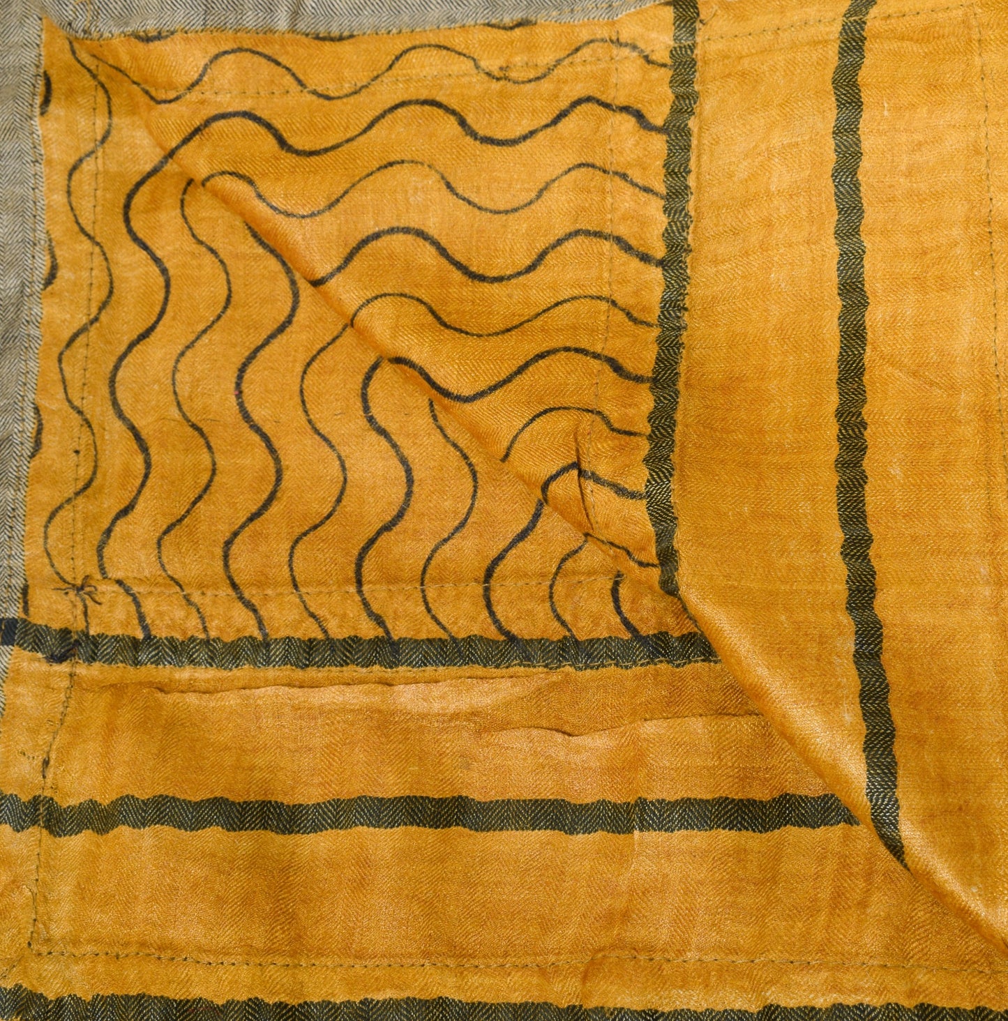 Sushila Vintage Mustard Dupatta Pure Woolen Laheriya Printed Soft Long Stole