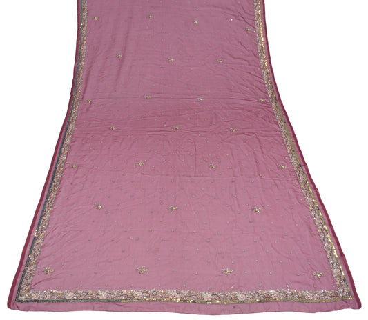 Sushila Vintage Wedding Maroon Dupatta Art Georgette Hand Beaded Long Stole Wrap