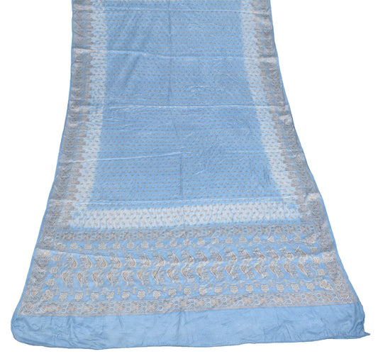 Sushila Vintage Sky Blue Dupatta Resham Woven Pure Tussar Silk Soft Long Stole