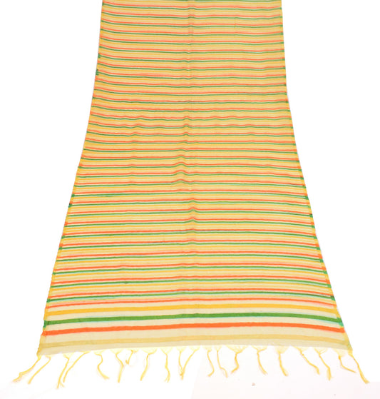 Sushila Vintage Multi-Color Handloom Dupatta Art Organza Woven Stripe Long Stole