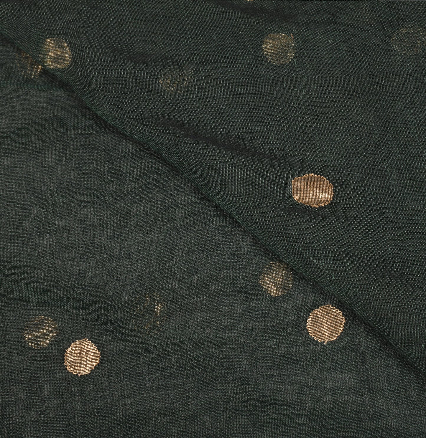 Sushila Vintage Dark Green Dupatta Cotton Silk Zari Woven Polka Dot Long Stole