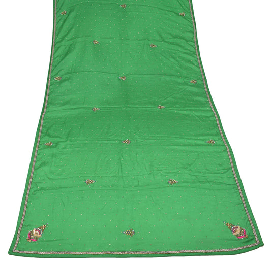 Sushila Vintage Green Pure Chiffon Dupatta Hand Embroidered Floral Long Stole