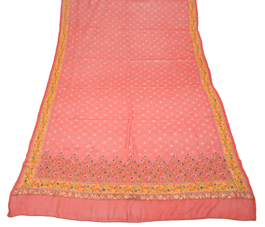 Sushila Vintage Orange Dupatta Floral Printed Pure Georgette Indian Long Stole