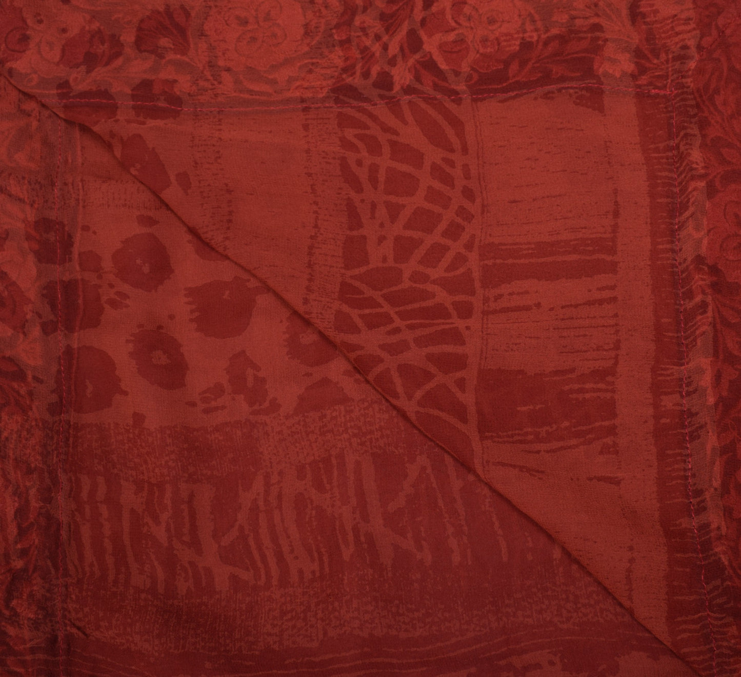 Sushila Vintage Rust Print Dupatta Embroidered Border Pure Georgette Long Stole