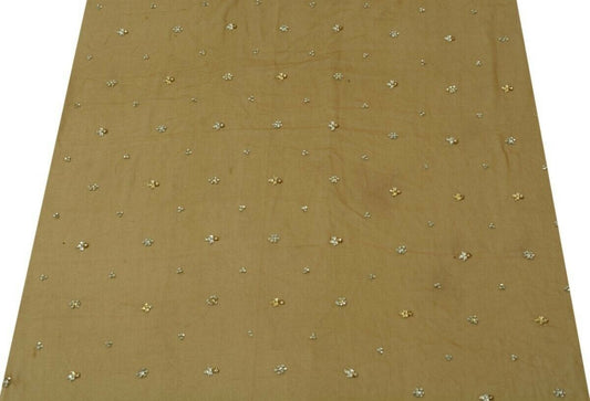 Indian Art Silk Vintage Sari Remnant Scrap Fabric for Sewing Craft Brown