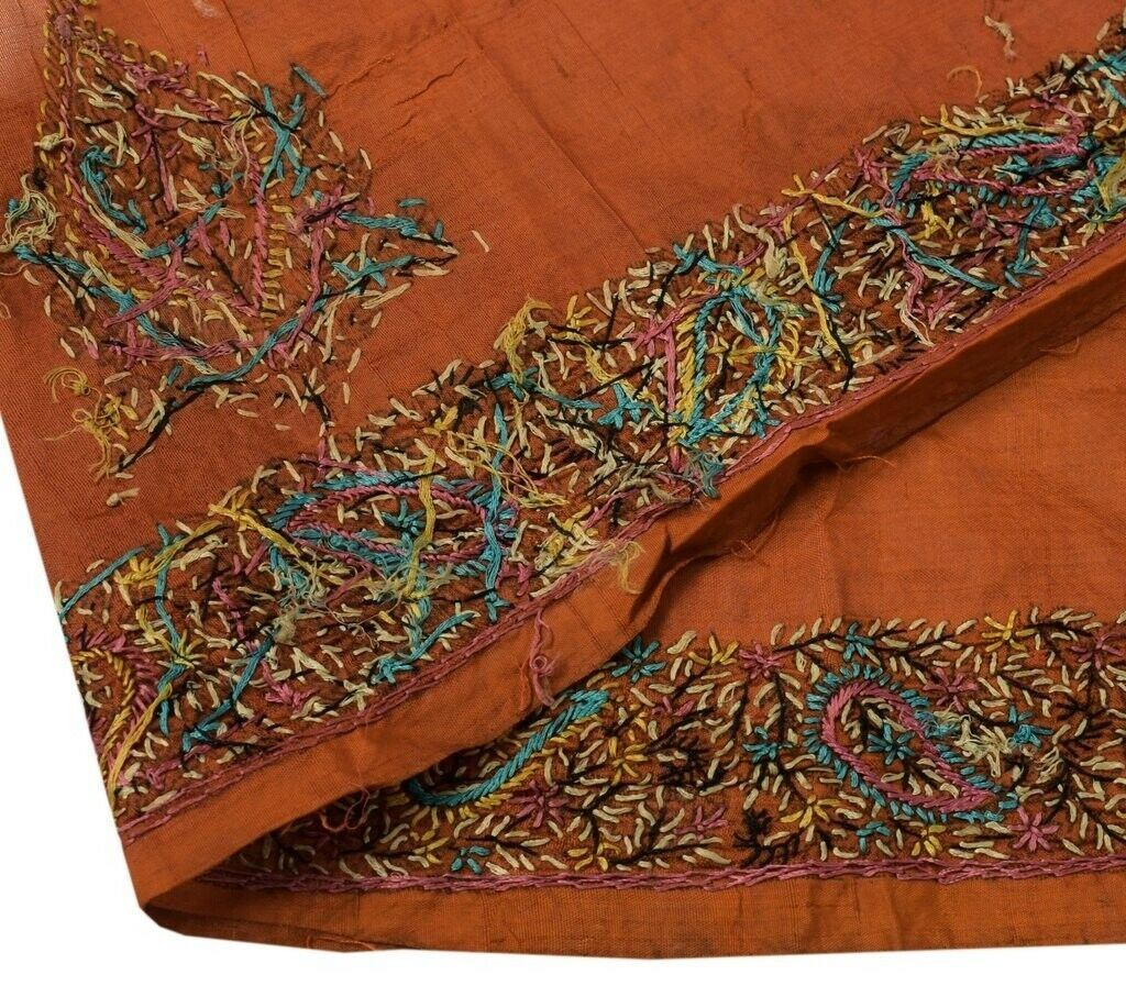 Vintage Sari Border Indian Craft Sewing Trim Hand Embroidered Ribbon Lace Rust