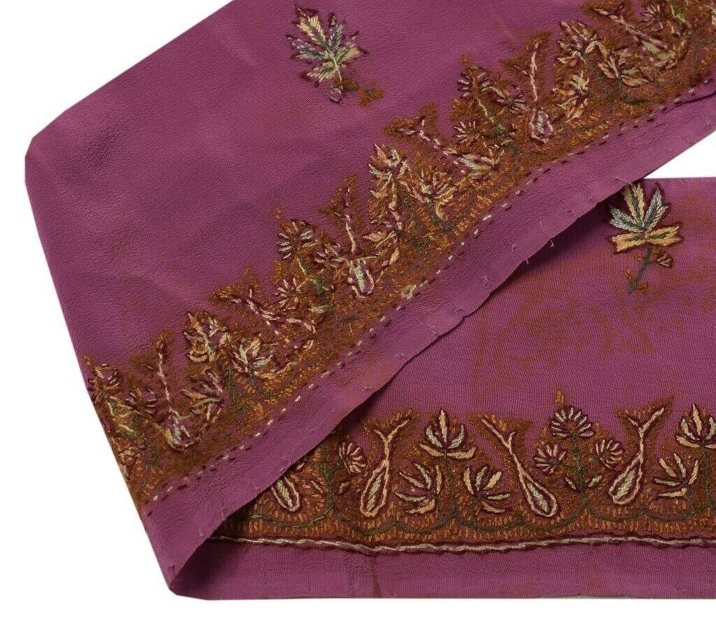 Vintage Sari Border Indian Craft Sewing Trim Hand Embroidered Lace Magenta