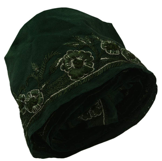Vintage Sari Border Indian Craft Trim Lace Embroidered Floral Green Ribbon Wrap