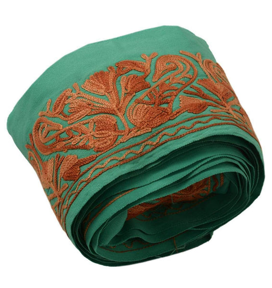 2.5" W Vintage Sari Border Indian Craft Trim Embroidered Green Lace Ribbon