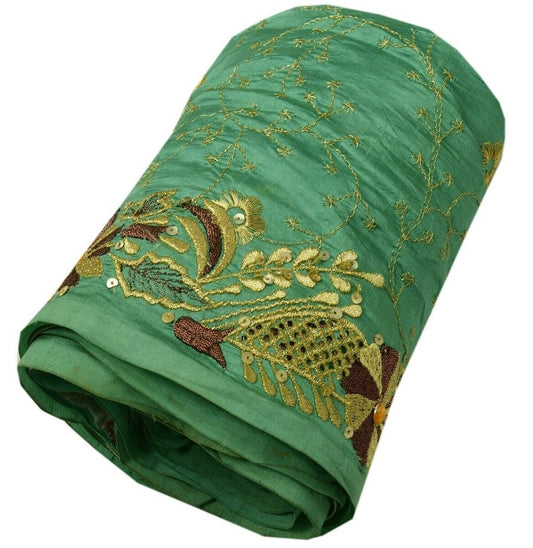Vintage Sari Border Indian Craft Trim Embroidered Cut work Ribbon Lace Green