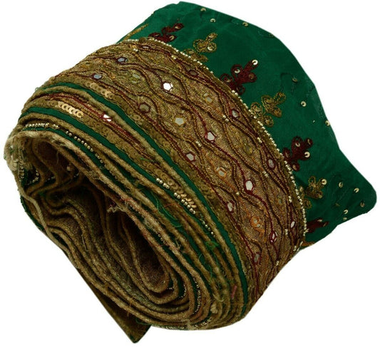 Vintage Saree Border Indian Craft Trim Hand Beaded Embroidered Mirror Work Lace