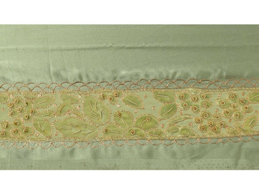 Vintage Sari Border Indian Craft Trim Hand Beaded Embroidered Velvet Ribbon Lace