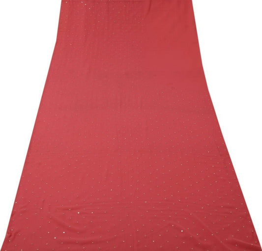 Indian Art Silk Vintage Sari Remnant Scrap Fabric for Sewing Craft Pink