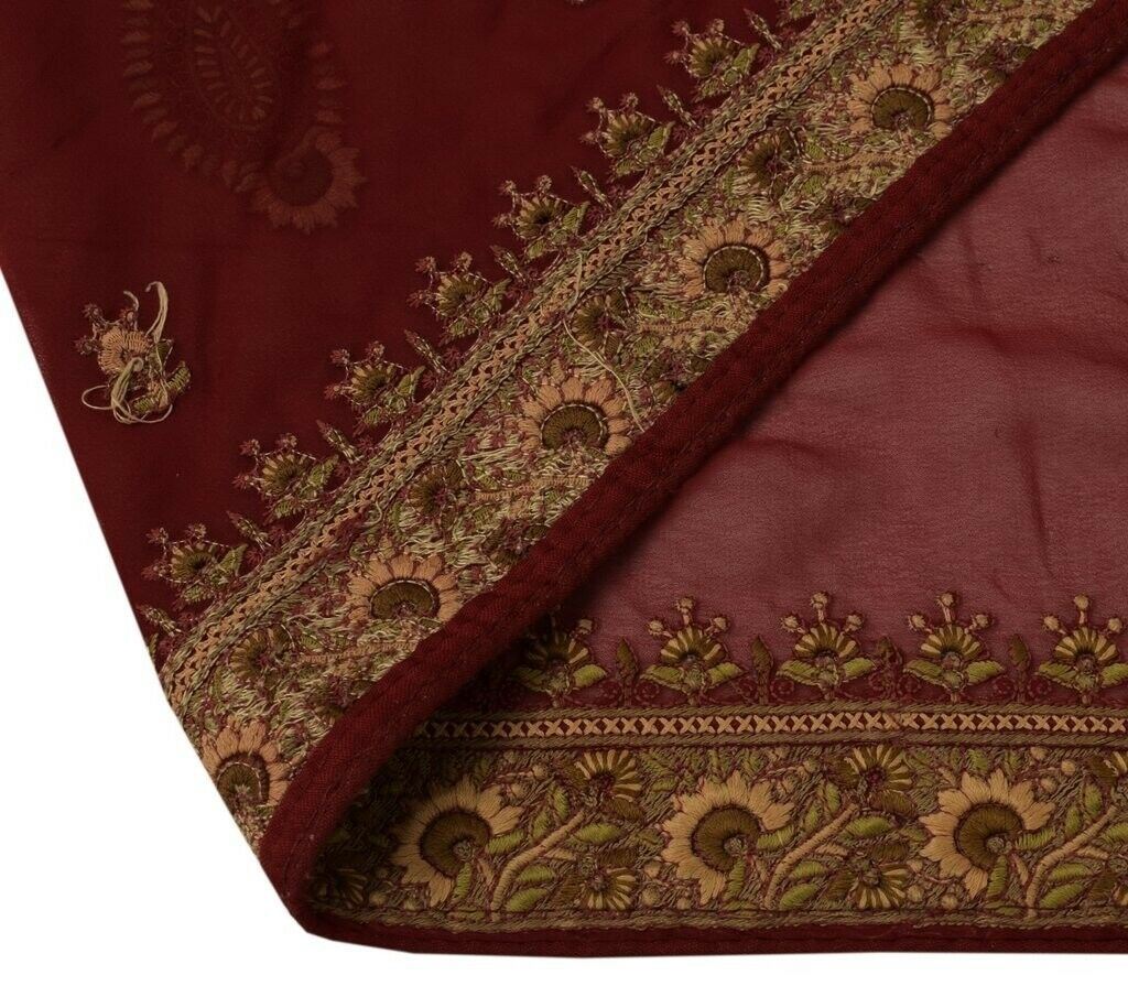 Vintage Sari Border Indian Craft Sewing Trim Embroidered Ribbon Lace Maroon