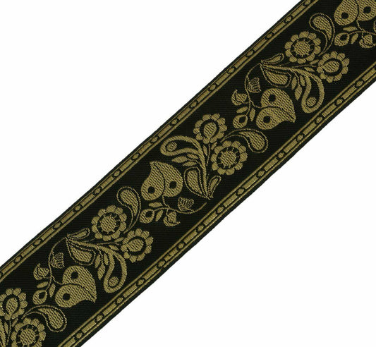 Vintage Saree Border Indian Craft Trim Antique Zari Woven Black Lace Ribbon
