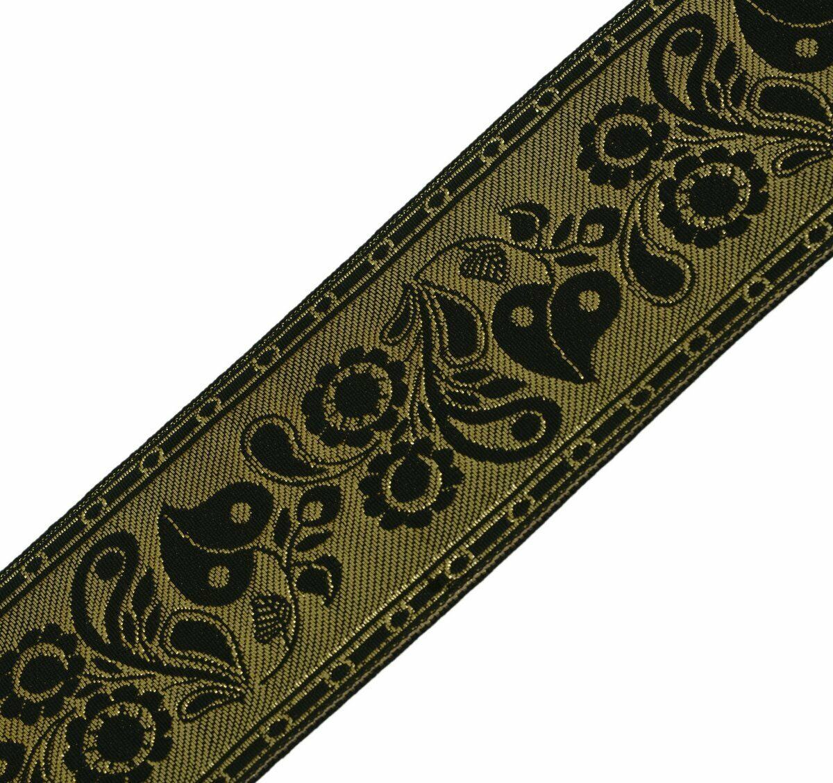 Vintage Saree Border Indian Craft Trim Antique Zari Woven Black Lace Ribbon