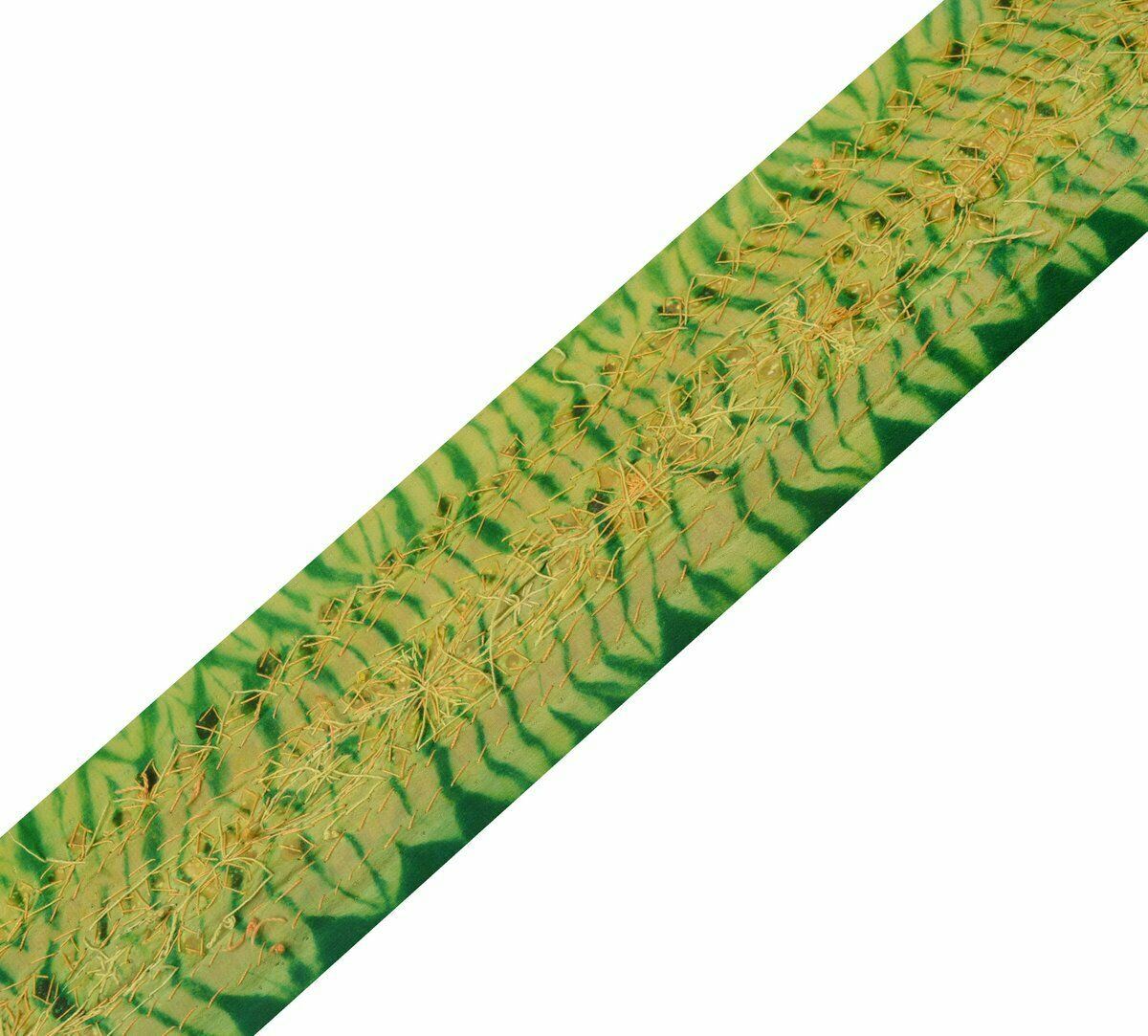 Vtg Saree Border Indian Craft Trim Antique Hand Beaded Gota Patti Ribbon Lace
