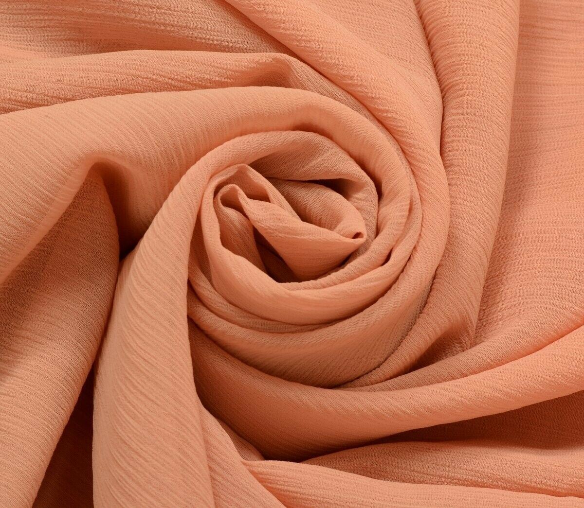 Vintage Saree Art Chiffon Silk Sari Embroidered Scrap Fabric Craft Peach Saree