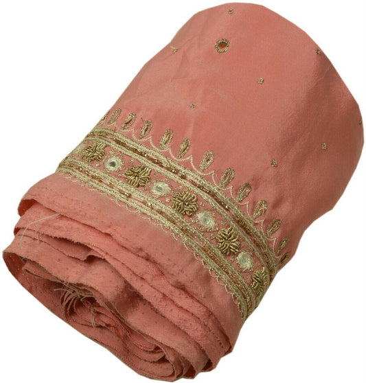 Vintage Sari Border Indian Craft Trim Hand Beaded Embroidered Ribbon Lace Pink