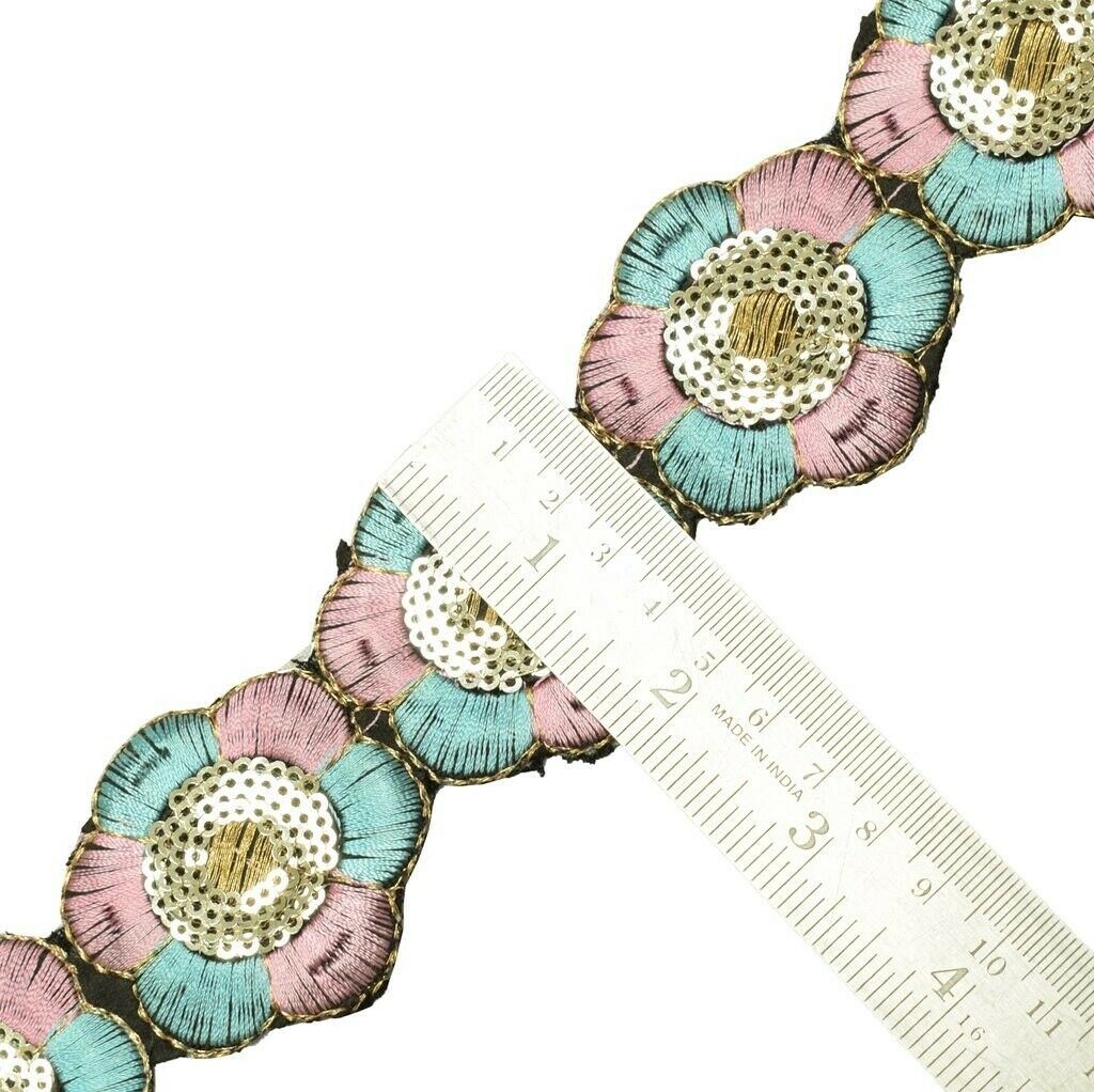 2 Yard Edging Border Indian Craft Trim Embroidered Floral Sewing Ribbon Lace