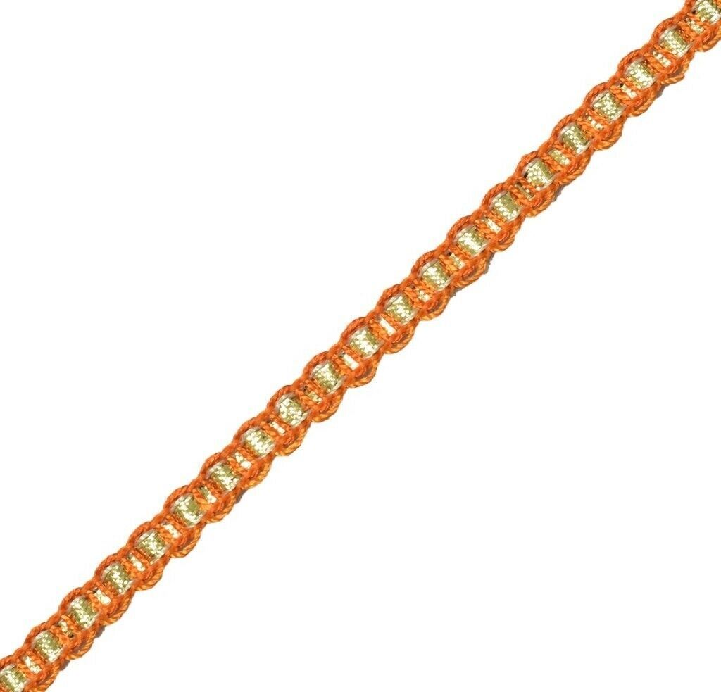 3 Yard Orange Gold Gota Dori Edging Border Indian Craft Trim Sewing Ribbon Lace