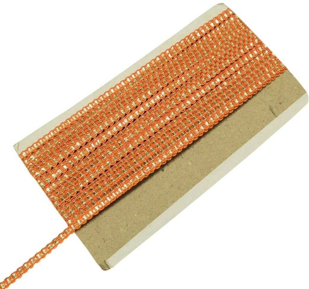 3 Yard Orange Gold Gota Dori Edging Border Indian Craft Trim Sewing Ribbon Lace