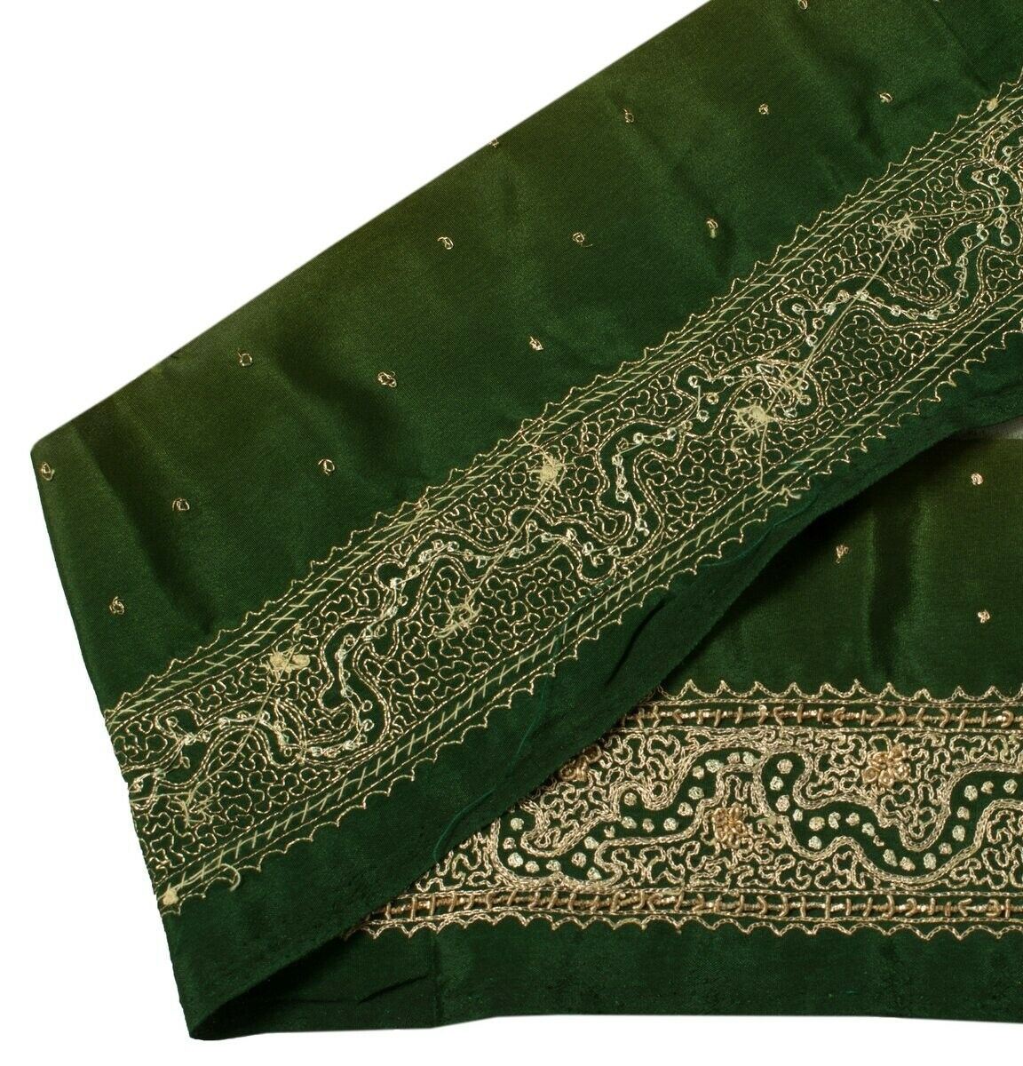 Vintage Sari Border Indian Craft Sewing Trim Hand Beaded Embroidered Green Lace