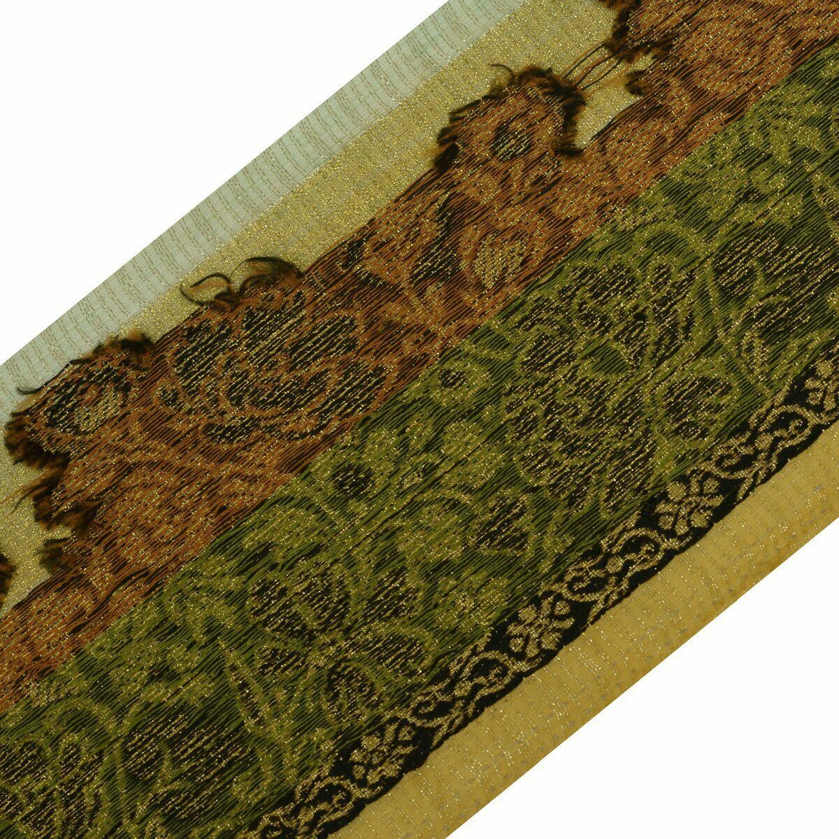 Vintage Saree Border Indian Craft Trim Antique Woven Floral Riboon Cream