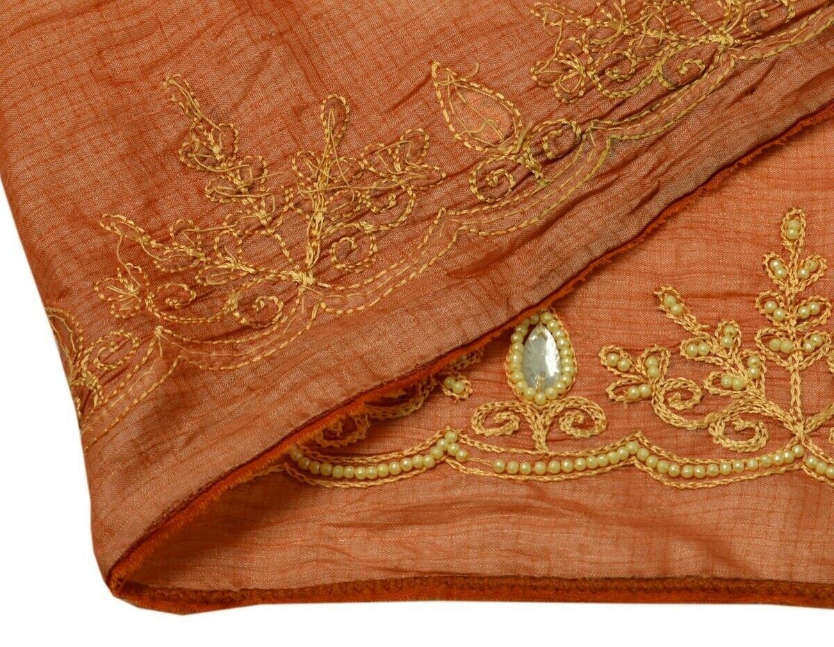 Vintage Saree Border Indian Craft Trim Hand Beaded Embroidered Ribbon Lace Peach