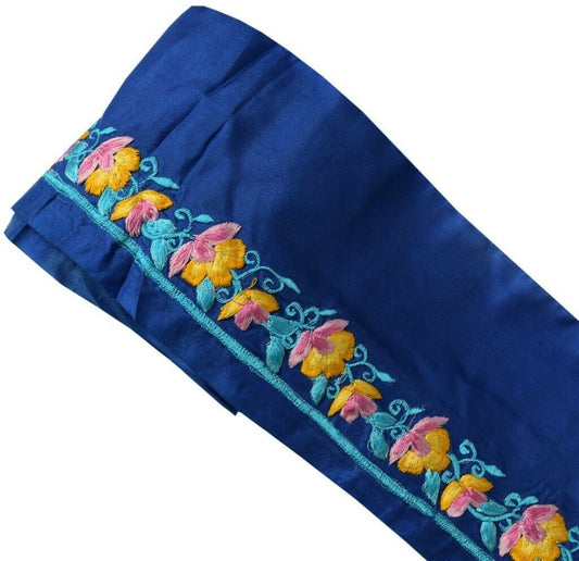 Vintage Saree Sewing Trim Indian Craft Border Embroidered Blue Ribbon Lace