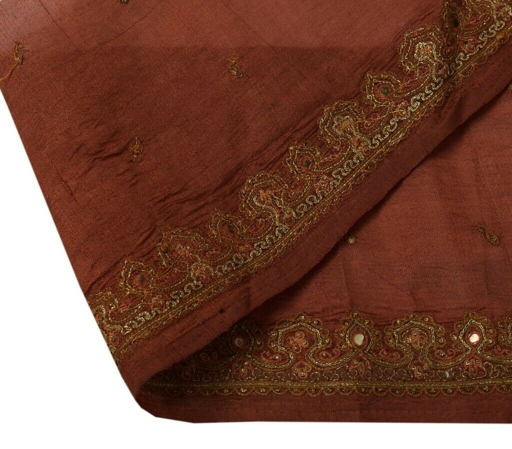 Vintage Sari Border Indian Craft Sewing Trim Embroidered Ribbon Lace Rust