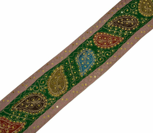 Vintage Saree Border Craft Trim Antique Lace Embroidered Patch Work Multi Color