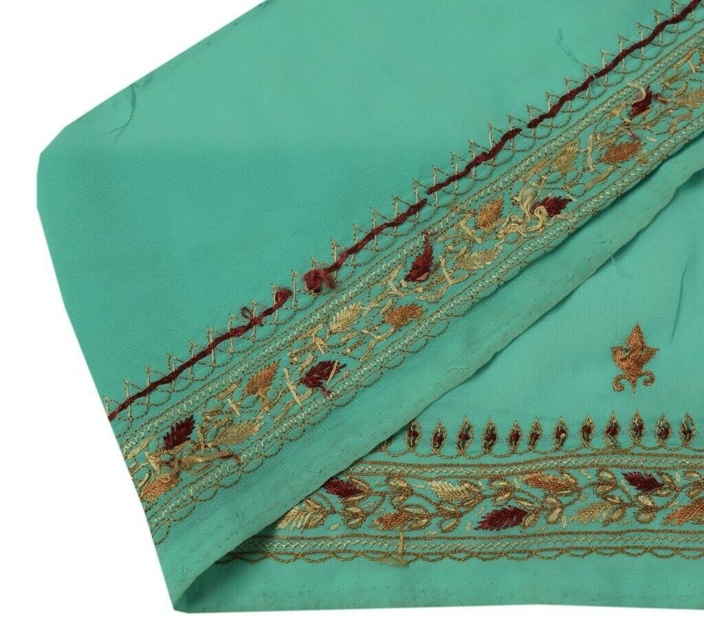 Vintage Sari Border Indian Craft Sewing Trim Hand Embroidered Ribbon Lace Green