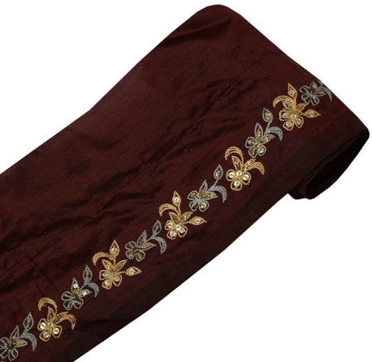 Vintage Sari Border Indian Craft Sewing Trim Embroidered Ribbon Lace Maroon