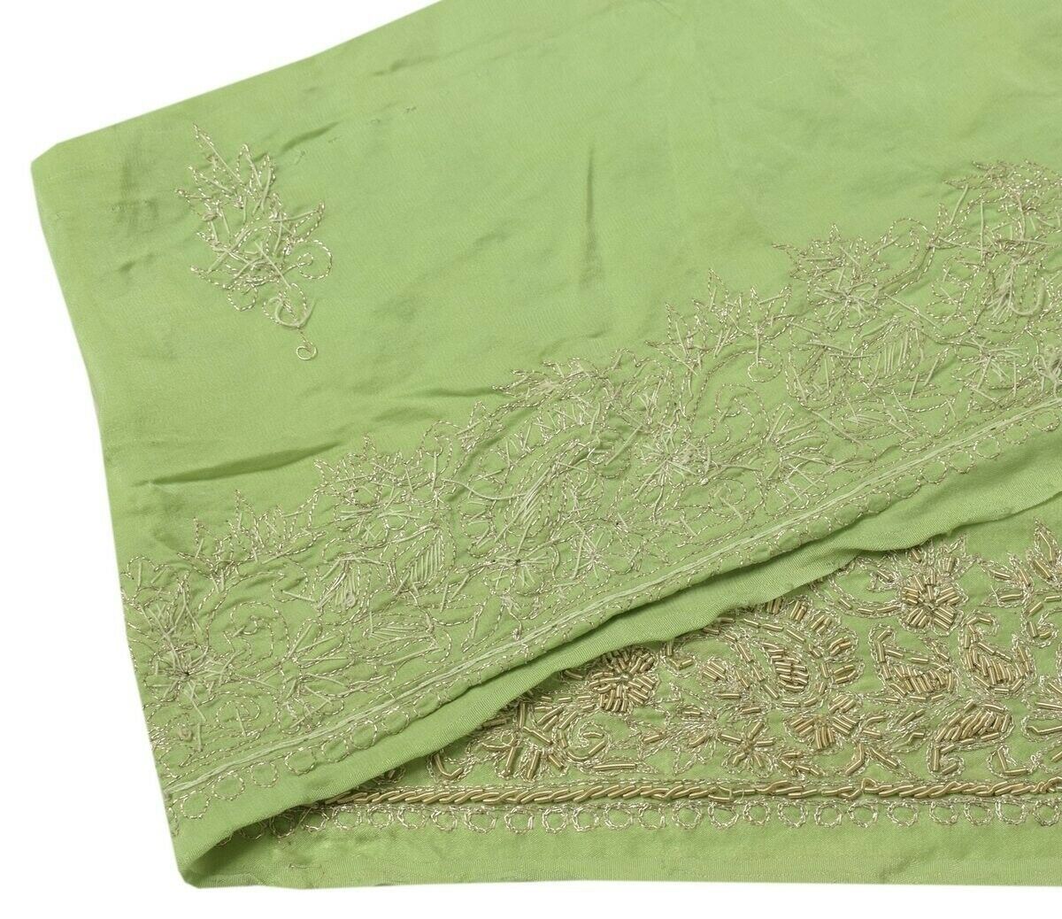 Vintage Sari Border Indian Craft Trim Hand Beaded Zardozi Embroidered Green Lace