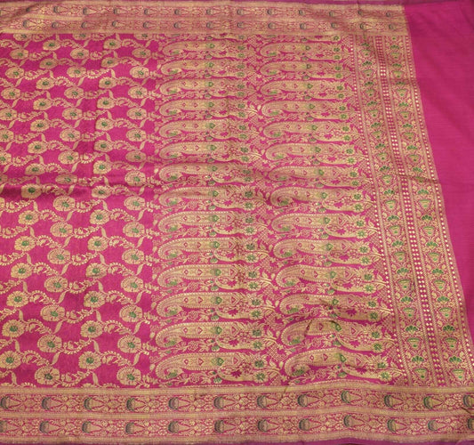 Vintage Heavy Saree Indian Art Silk Zari Woven Brocade Banarasi Scrap Sari