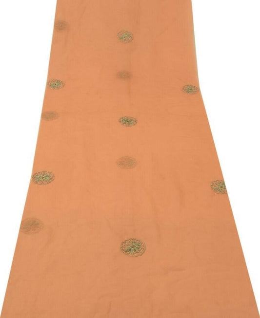 Indian Art Silk Vintage Sari Remnant Scrap Fabric for Sewing Craft Peach