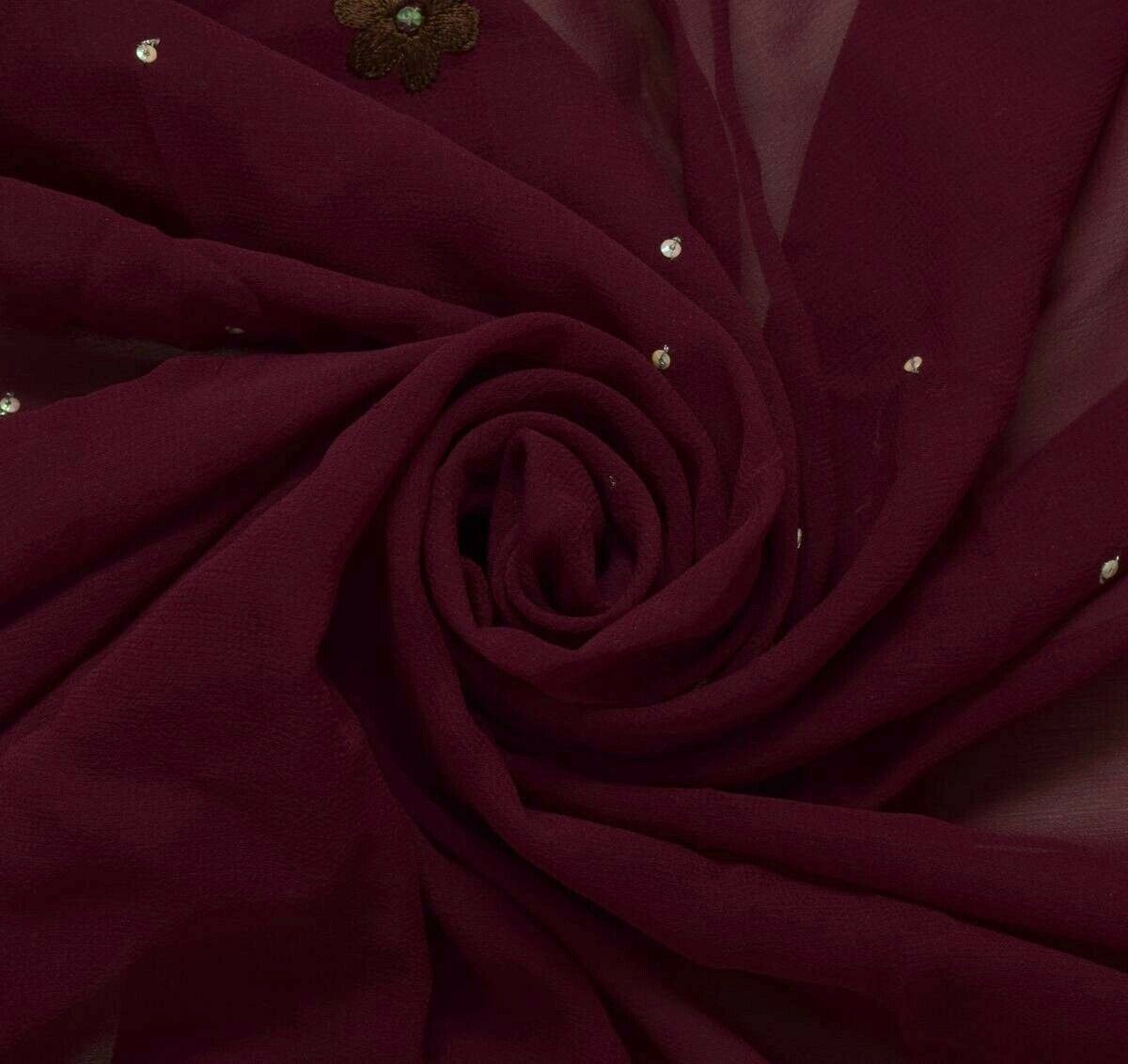 100% Pure Georgette Silk Vintage Sari Remnant Scrap Fabric for Sewing Craft