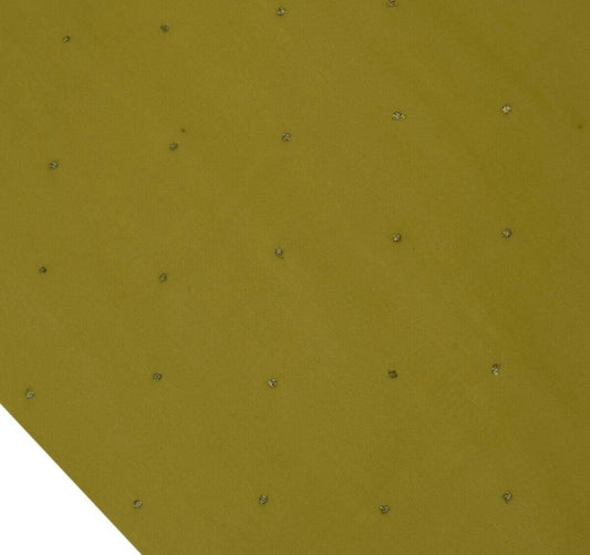 Blend Georgette Silk Vintage Sari Remnant Scrap Fabric for Sewing Craft Green