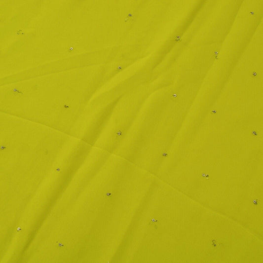 Blend Georgette Silk Green Vintage Sari Remnant Scrap Fabric for Sewing Craft