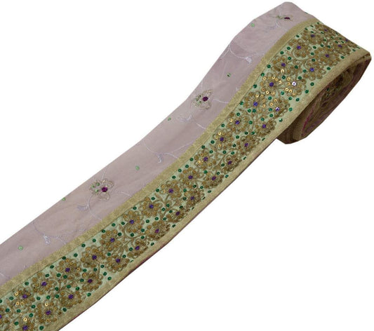 2.5" W Vintage Sari Border Indian Craft Trim Embroidered Floral Lace Ribbon