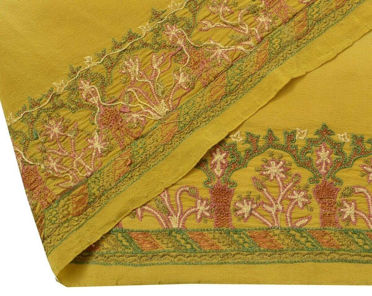 Vintage Sari Border Indian Craft Trim Embroidered Sewing Ribbon Lace Cream